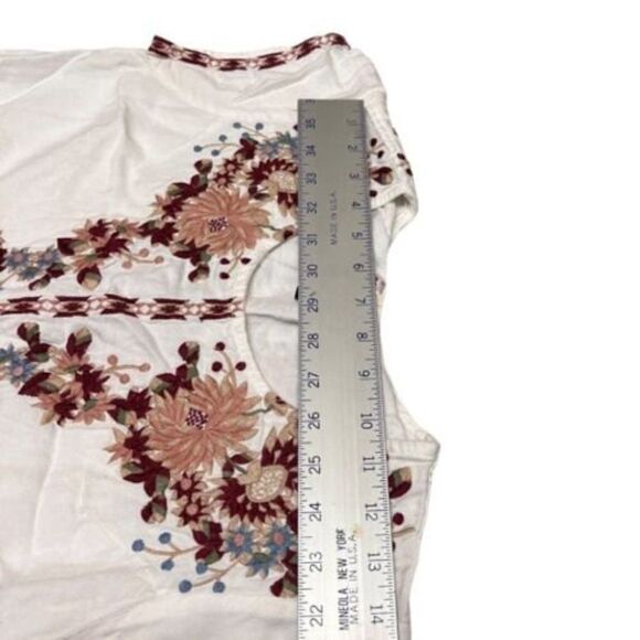 Driftwood Tunic‎ Linen Dress Floral Embroidered Bohemian Mini Burgundy Layer - Picture 4 of 13